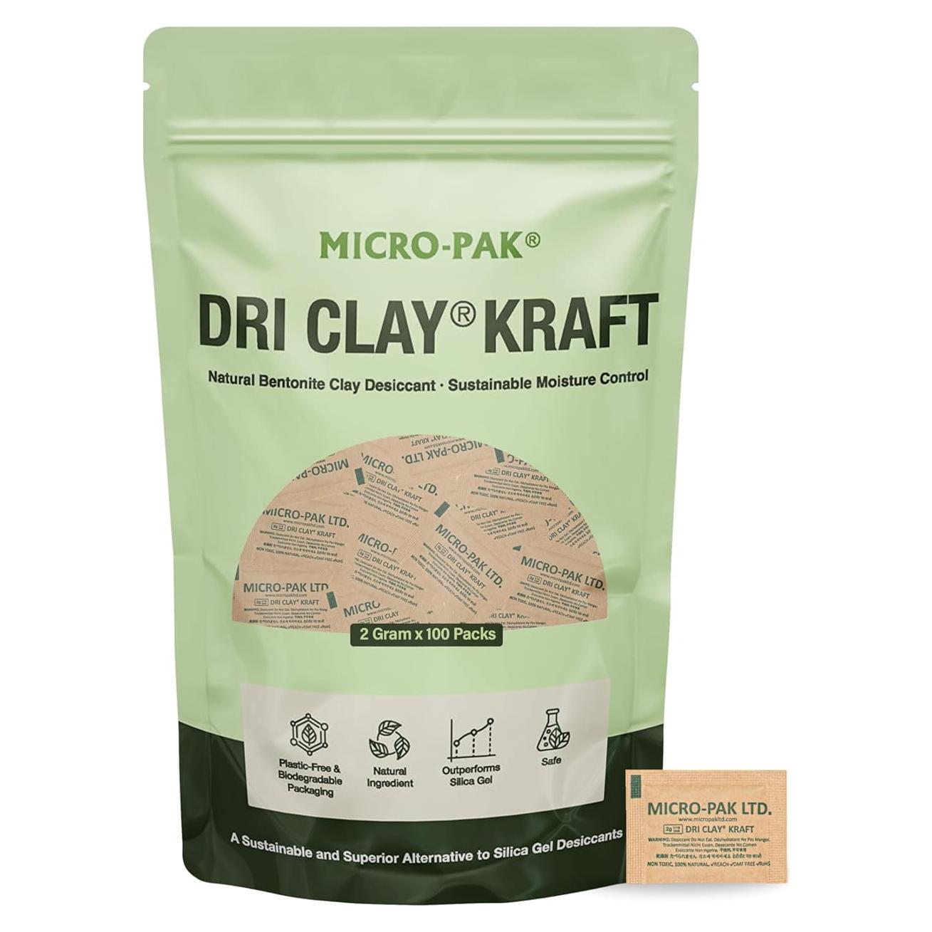 Paquetes Deshidratantes Micro-Pak Dri Clay Kraft 2g x 100pcs