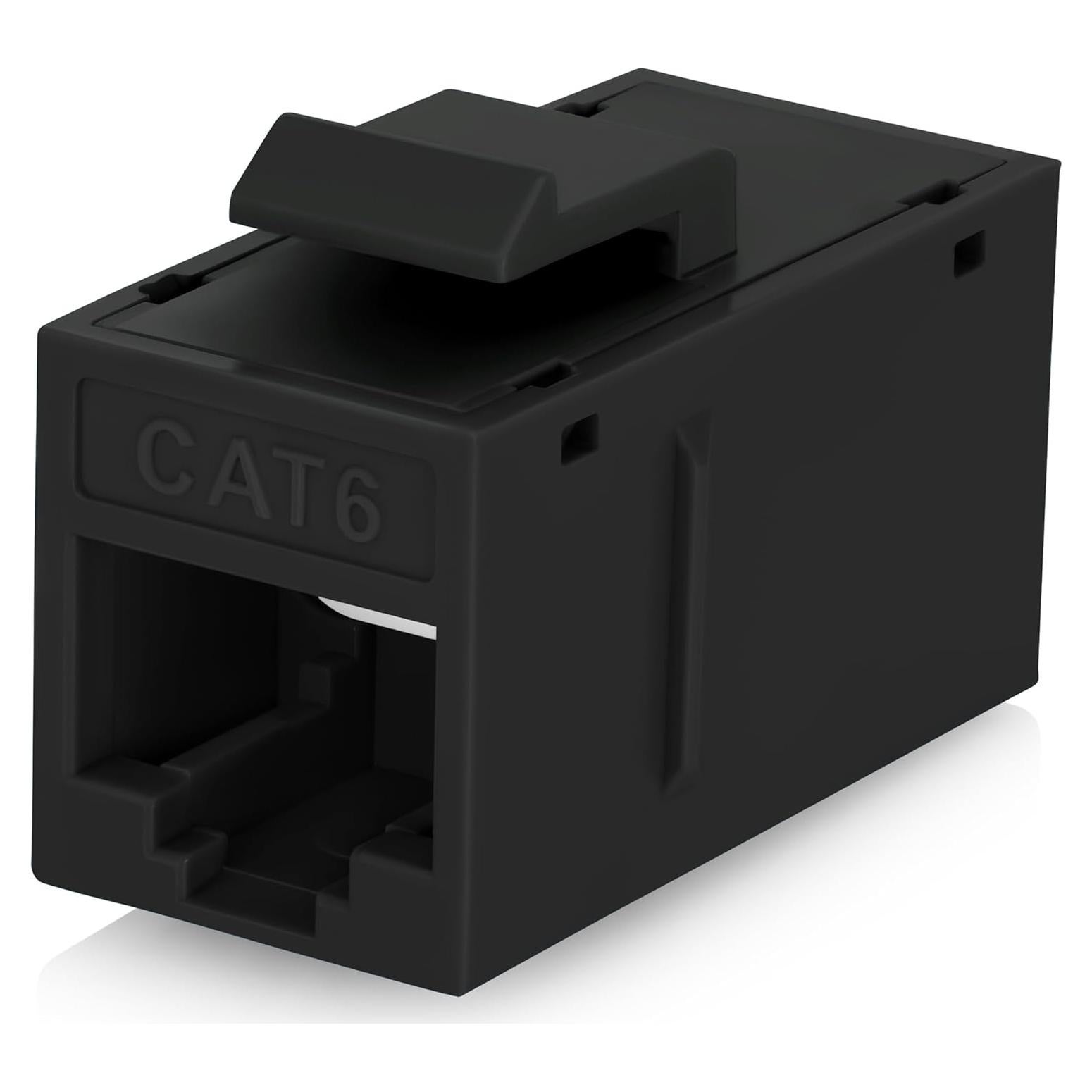 Acoplador Keystone RJ45 Cat6 Everest - Hembra a Hembra, Negro, Paquete de 6