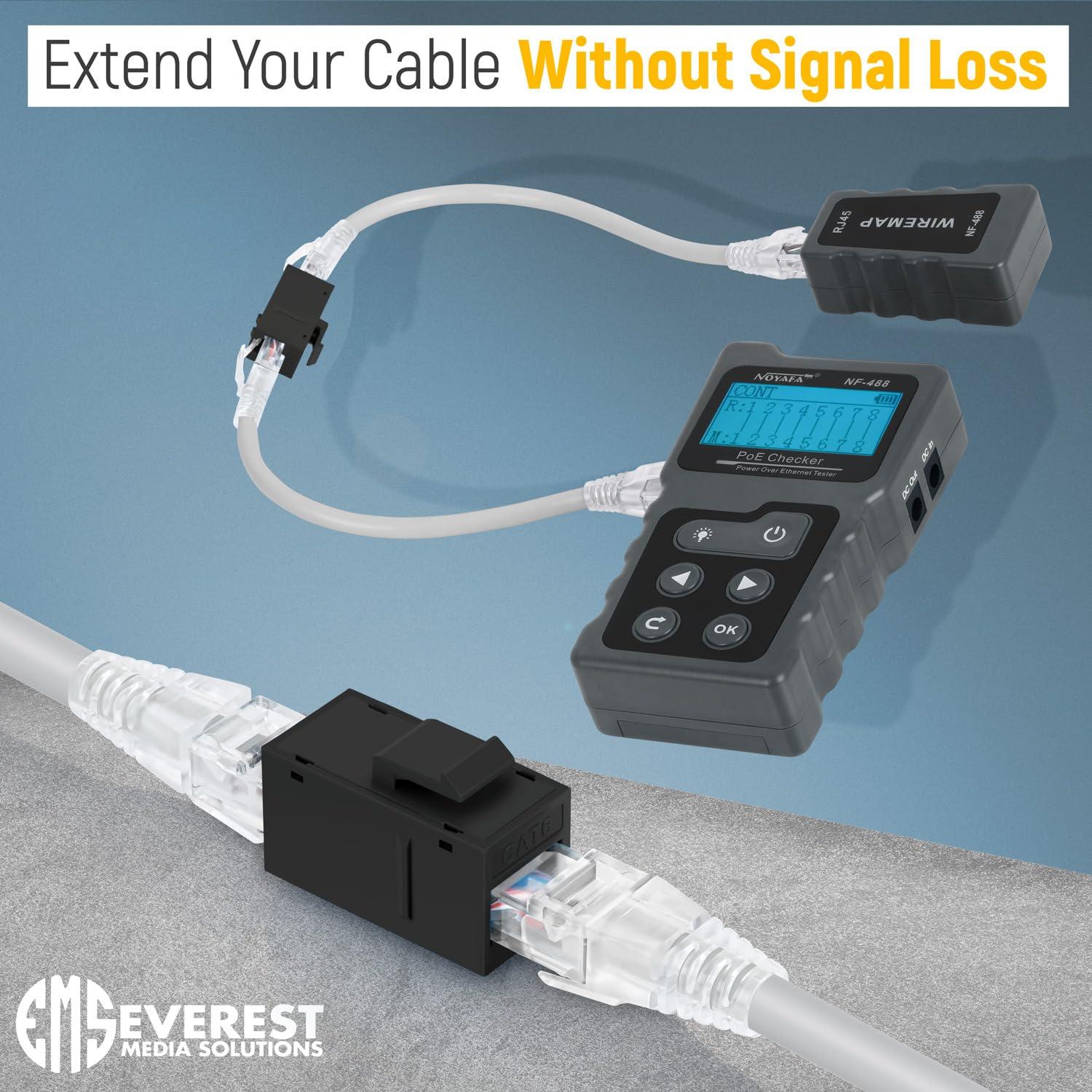 Acoplador Keystone RJ45 Cat6 Everest - Hembra a Hembra, Negro, Paquete de 6