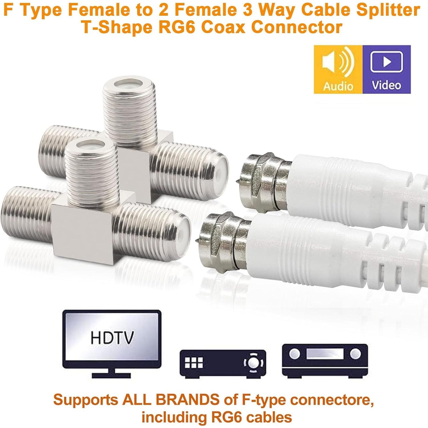 Divisor Coaxial F Tipo 3 Vías RG6 X~wind 2 Pcs