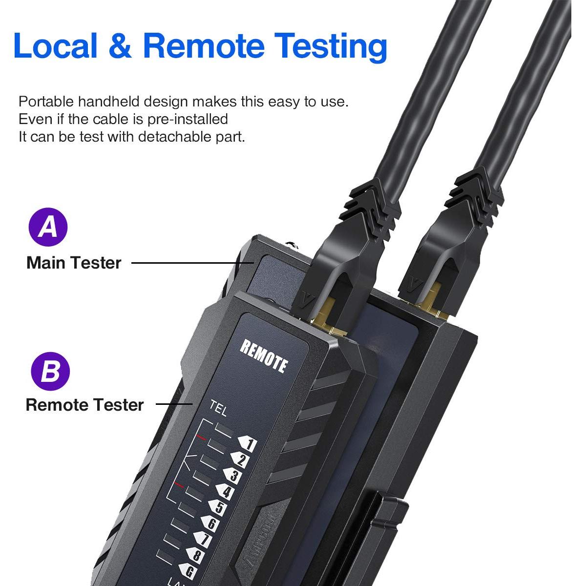 Probador de Cable de Red AMPCOM RJ45/RJ11 - Herramienta de Prueba