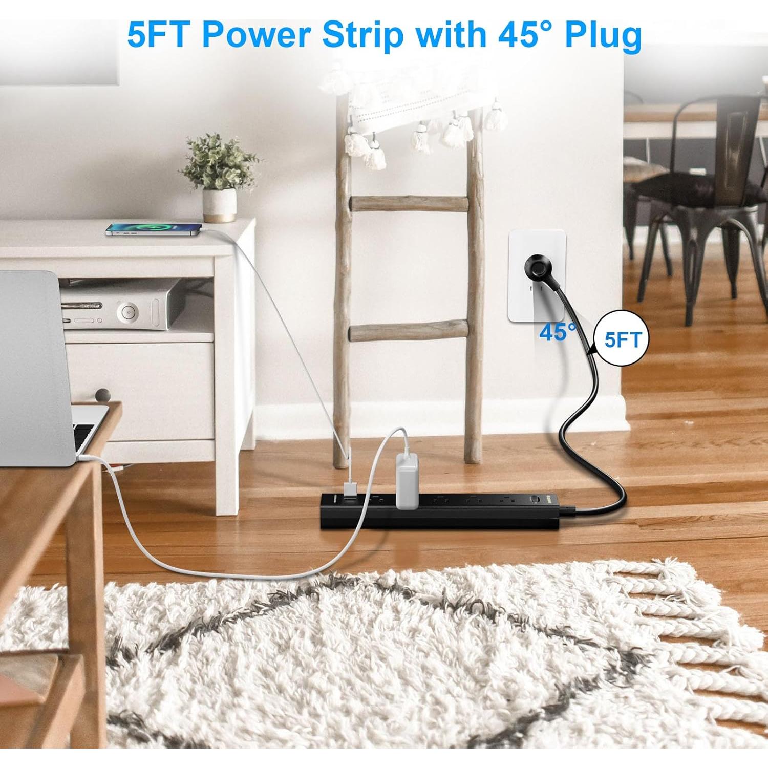 Regleta de Protección IECOPOWER 2 Paquetes 5 Salidas 3 USB