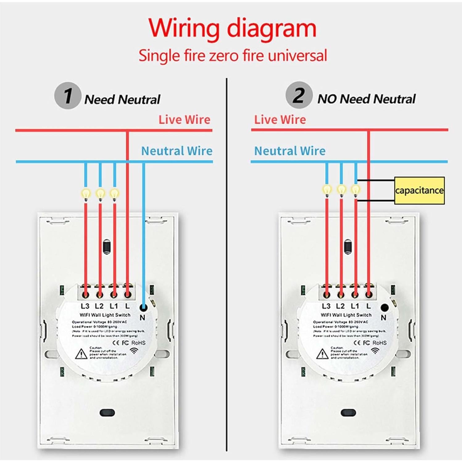 Interruptor de Luz Táctil Inteligente Lslinagmei 1 Gang WiFi