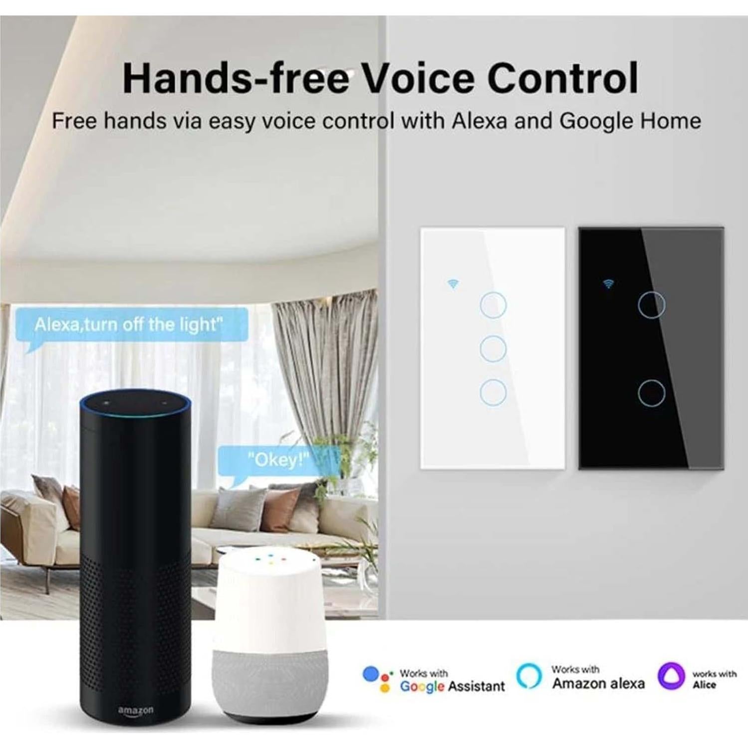 Interruptor de Luz Táctil Inteligente Lslinagmei 1 Gang WiFi