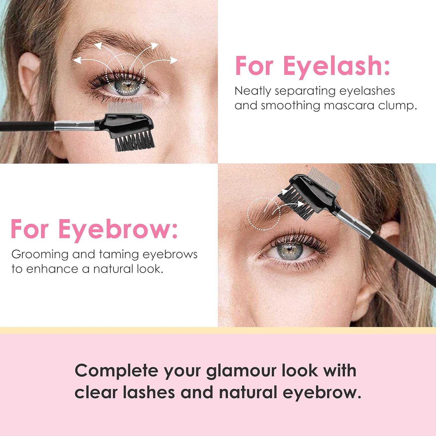 Beauty7 Cepillo de Pestañas y Cejas Doble Cara Acero Inoxidable