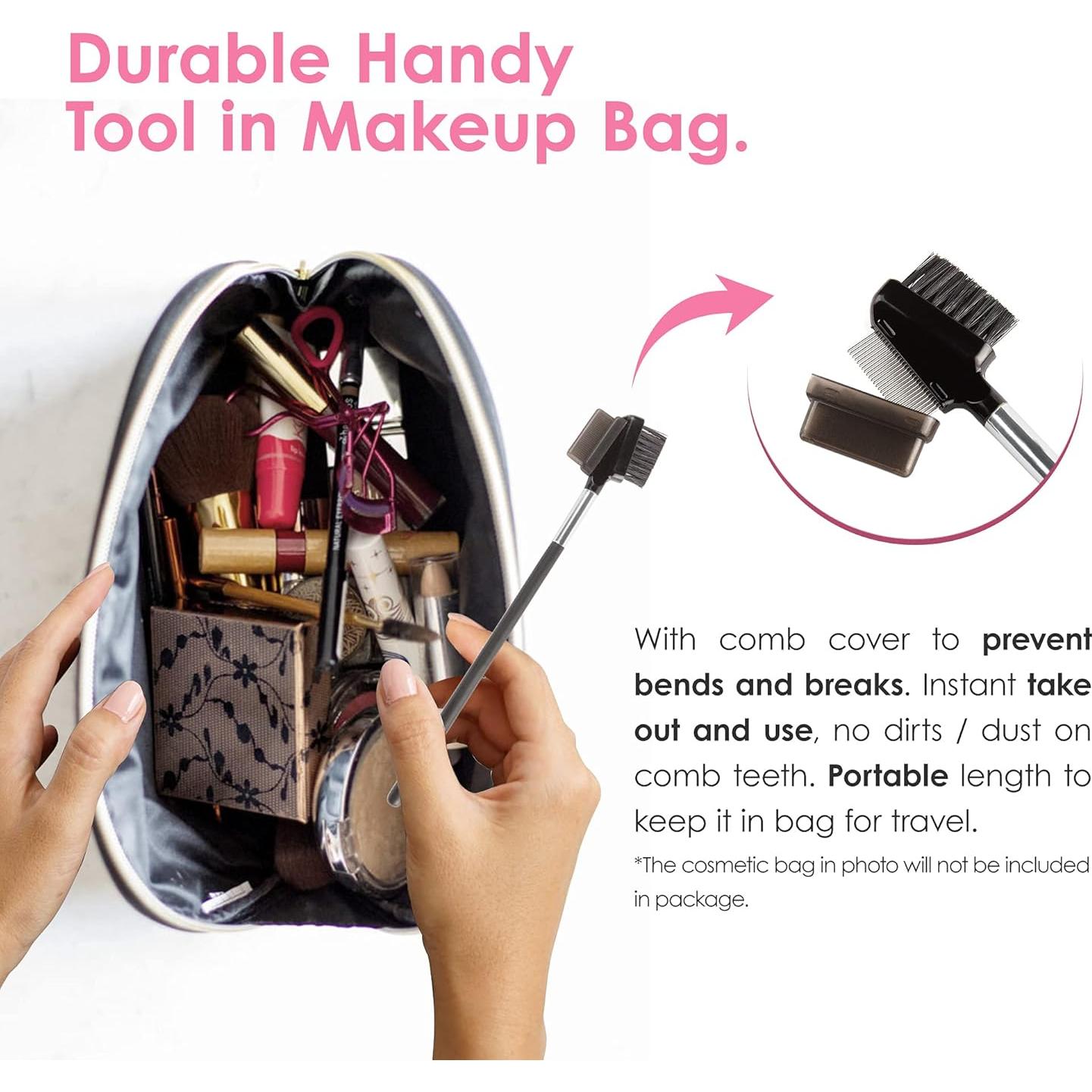 Beauty7 Cepillo de Pestañas y Cejas Doble Cara Acero Inoxidable