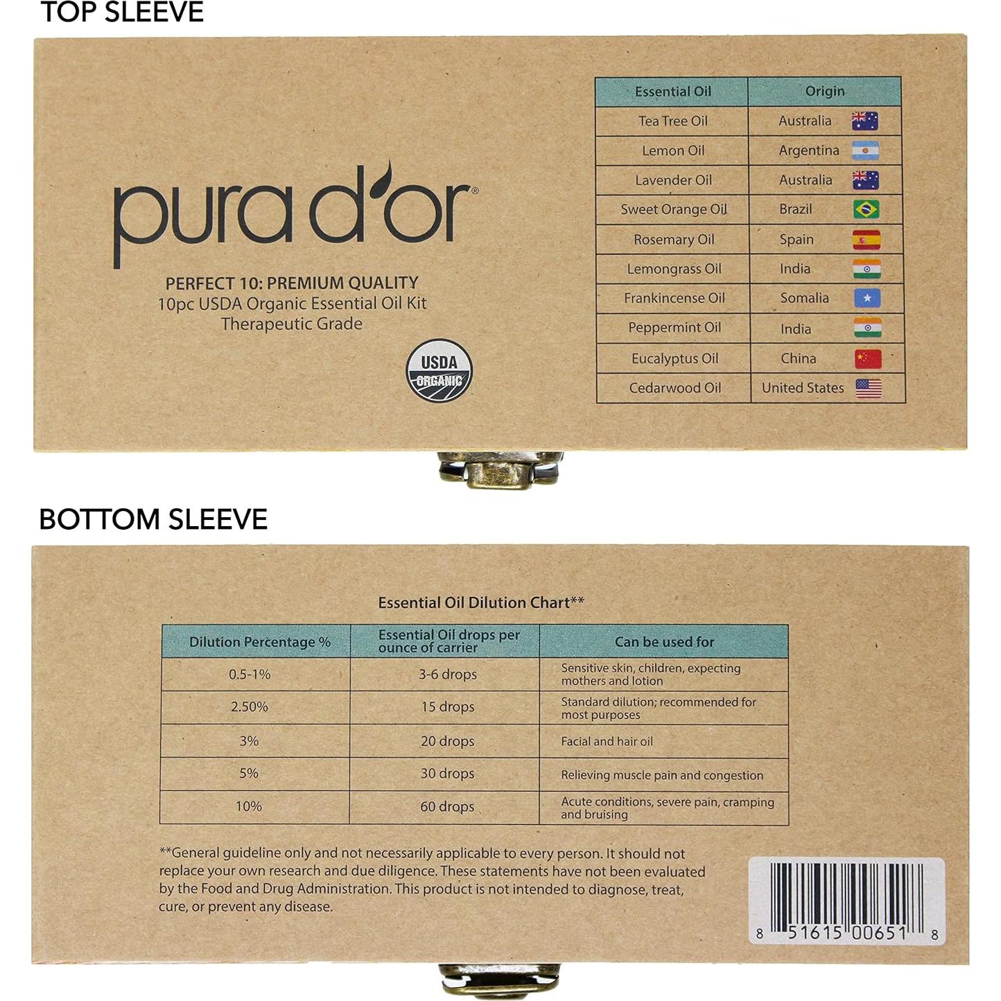 Set de Aceites Esenciales PURA D'OR Perfect10 - 10x10ml