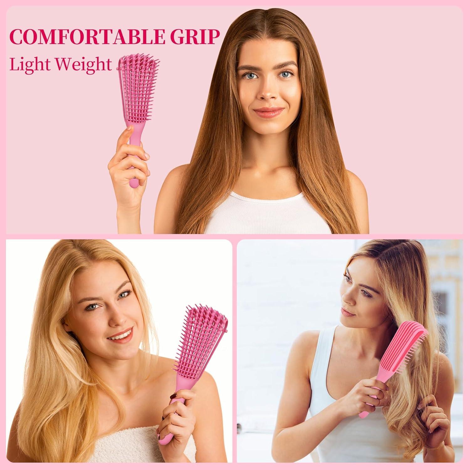 Set de Cepillos para Cabello Rizado UREELIN - 4 Piezas Rosa