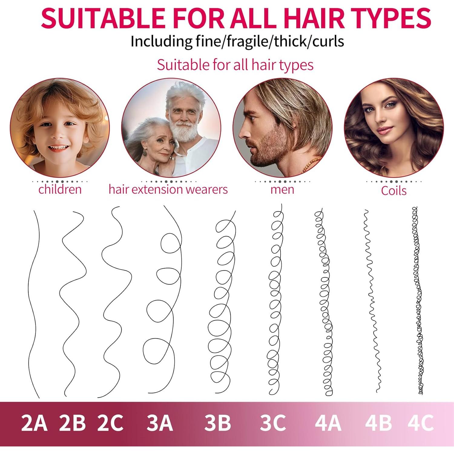 Set de Cepillos para Cabello Rizado UREELIN - 4 Piezas Rosa