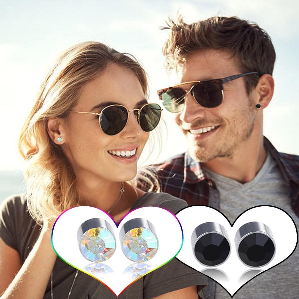 12 Pares de Pendientes Magnéticos Spiritlele Clip 6mm Cristal