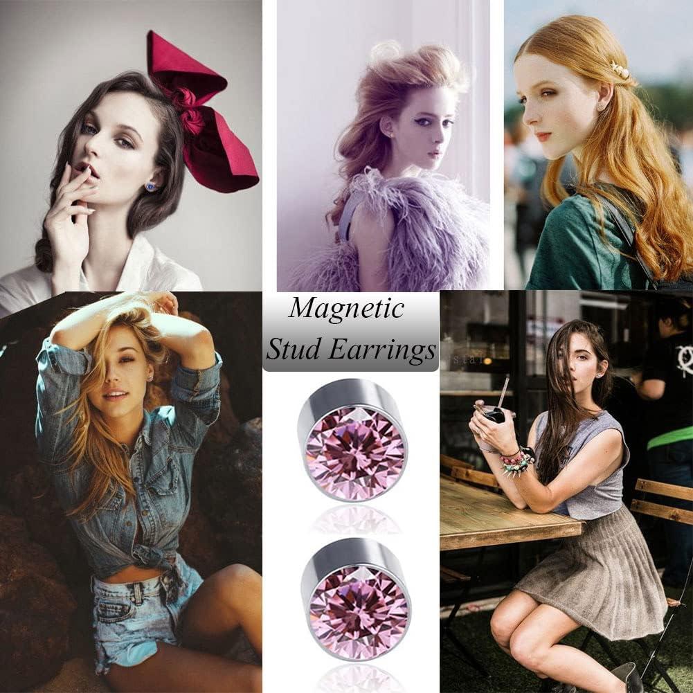 12 Pares de Pendientes Magnéticos Spiritlele Clip 6mm Cristal