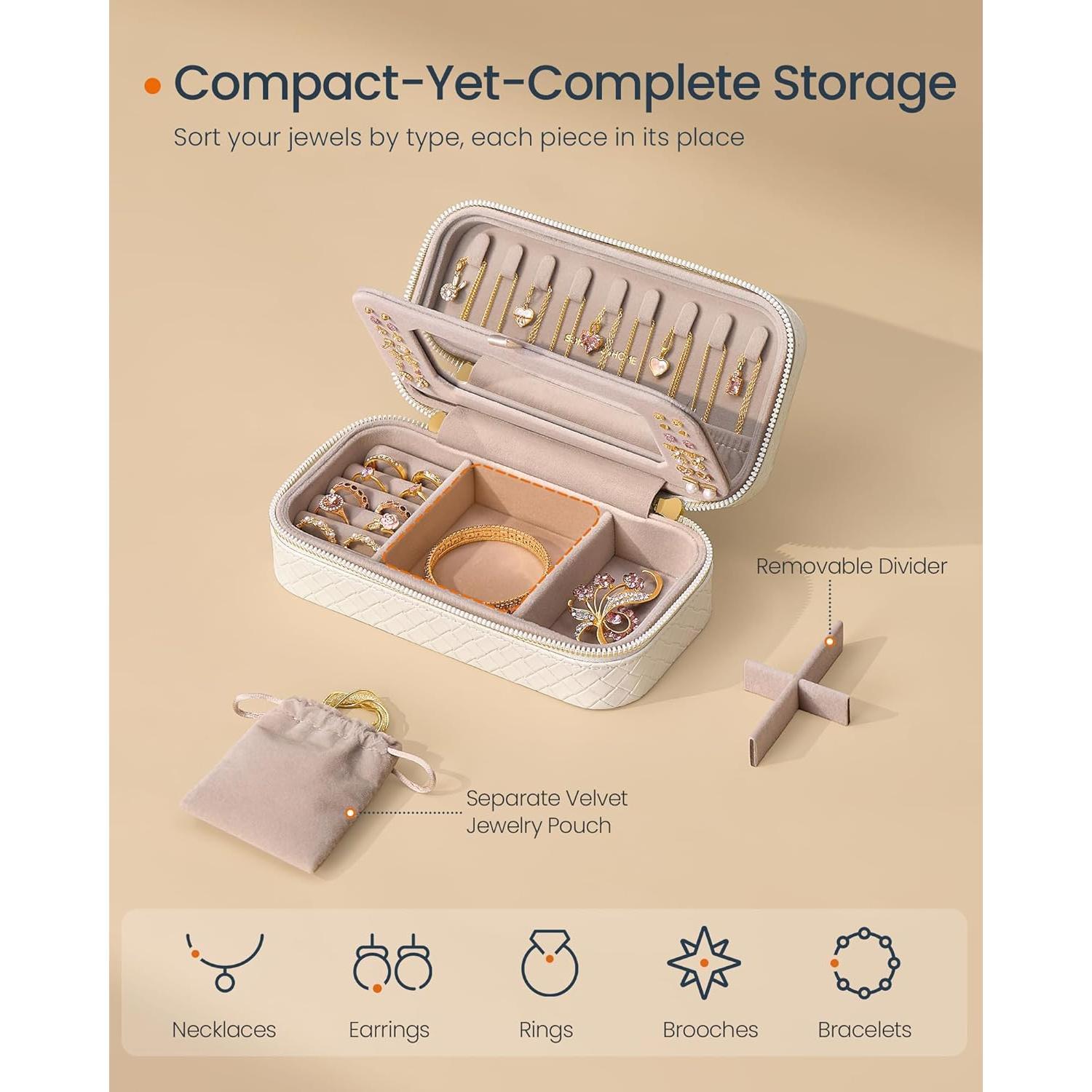 Estuche de Viaje para Joyas SONGMICS HOME Blanco Nube