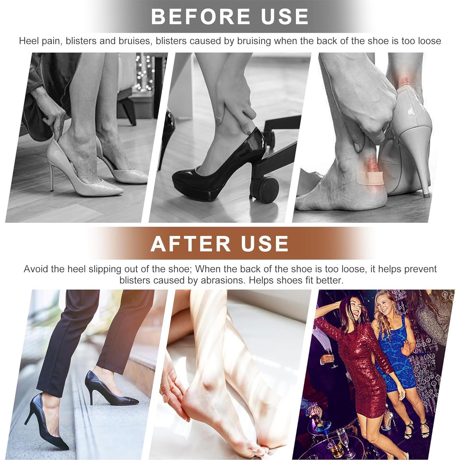 Almohadillas para Talones BIGIICO - 4 Pares Ajuste Cómodo Negro