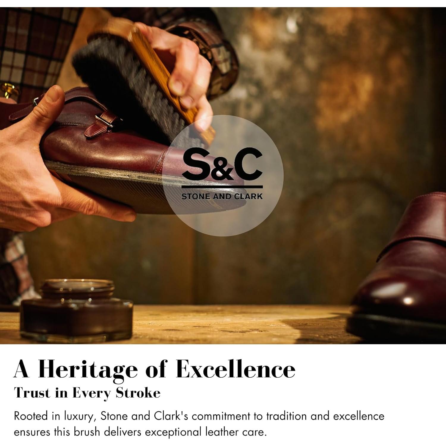 Cepillo de Pulido de Zapatos Piedra y Clark - Madera y Pelo de Caballo