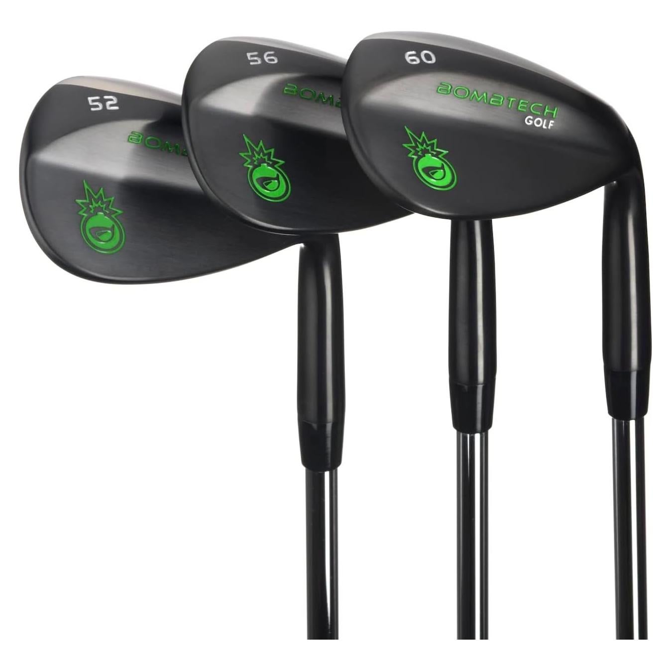 BombTech - Juego de Wedges de Golf 52, 56, 60 Grados - Negro