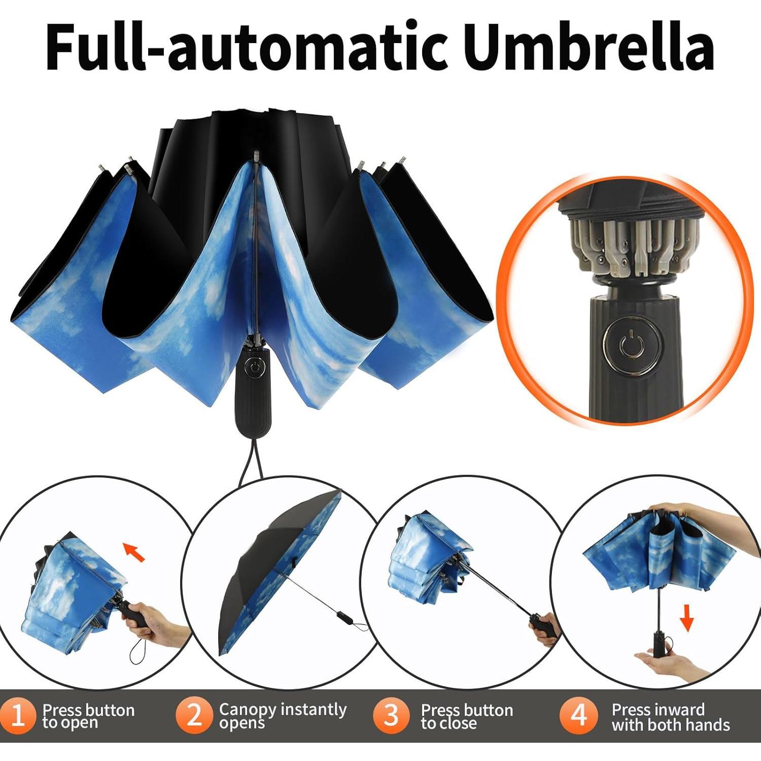 Paraguas Invertido Compacto Automático - Resistente al Viento