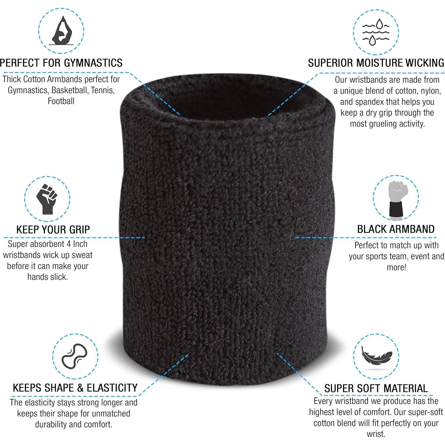 Banda para el sudor Suddora 10 cm algodón absorbente negra