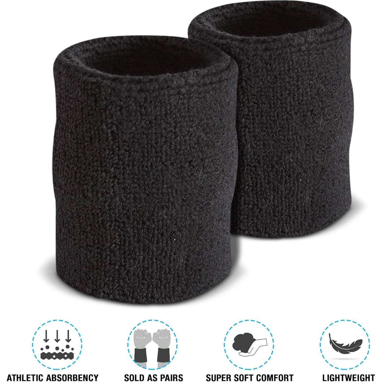 Banda para el sudor Suddora 10 cm algodón absorbente negra