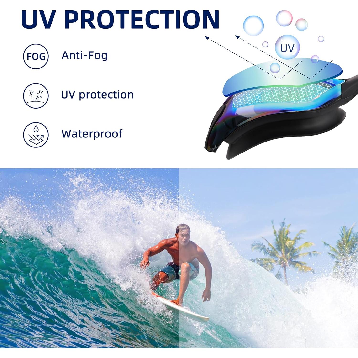 Gafas de Natación Anti-Vaho Silicona Unisex Aqua y Negro