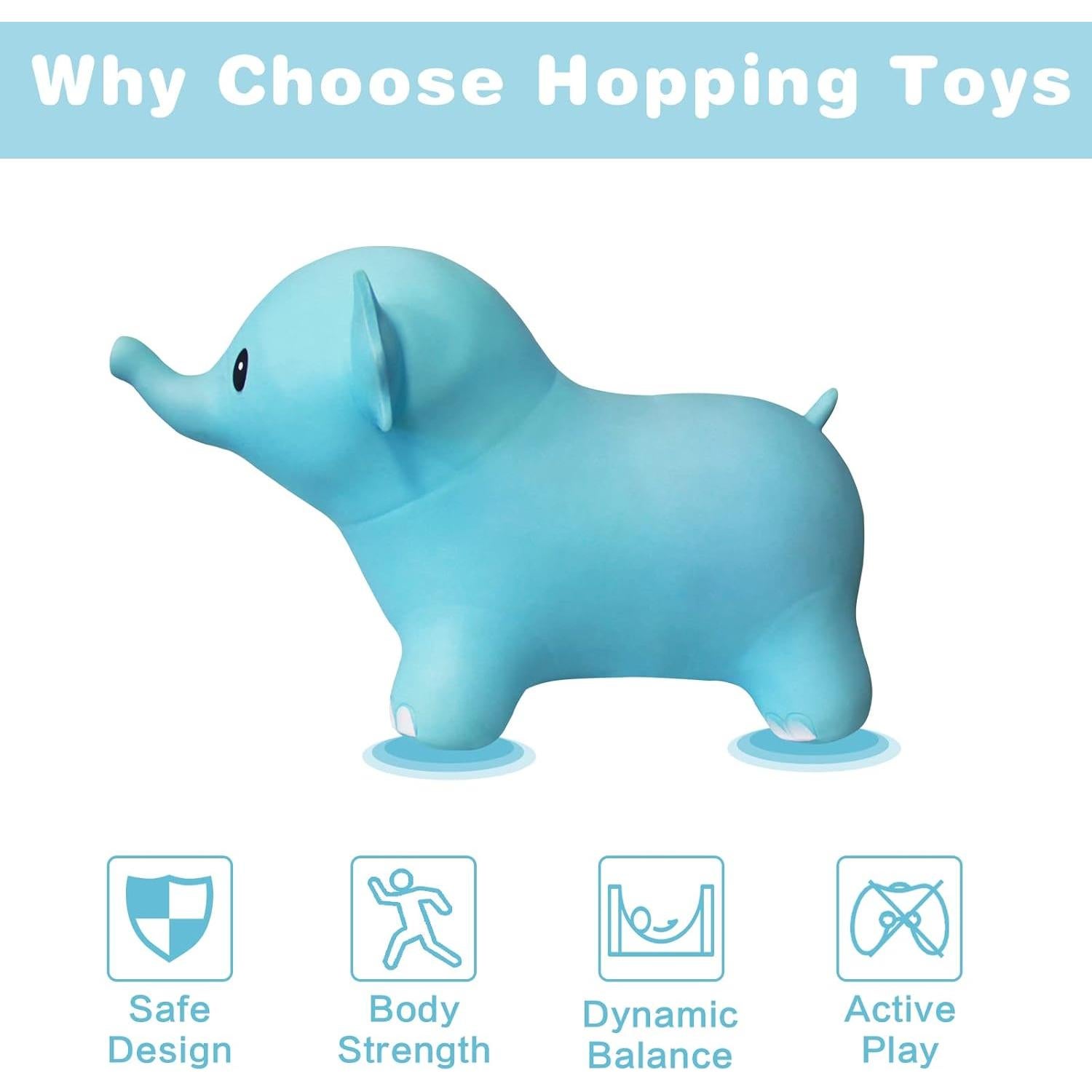 Caballo Saltarín HotMax Elefante Azul Inflable 1.46kg