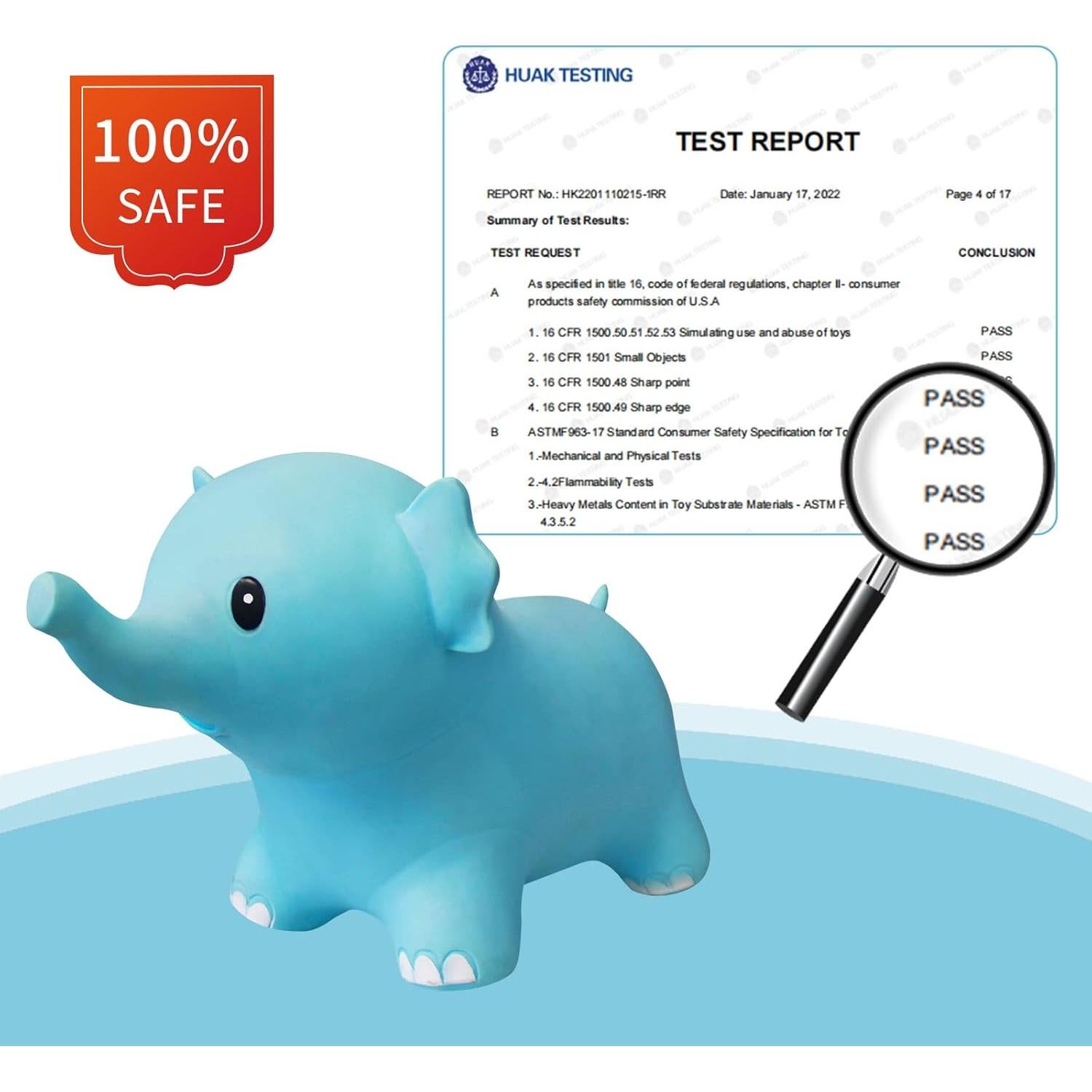 Caballo Saltarín HotMax Elefante Azul Inflable 1.46kg