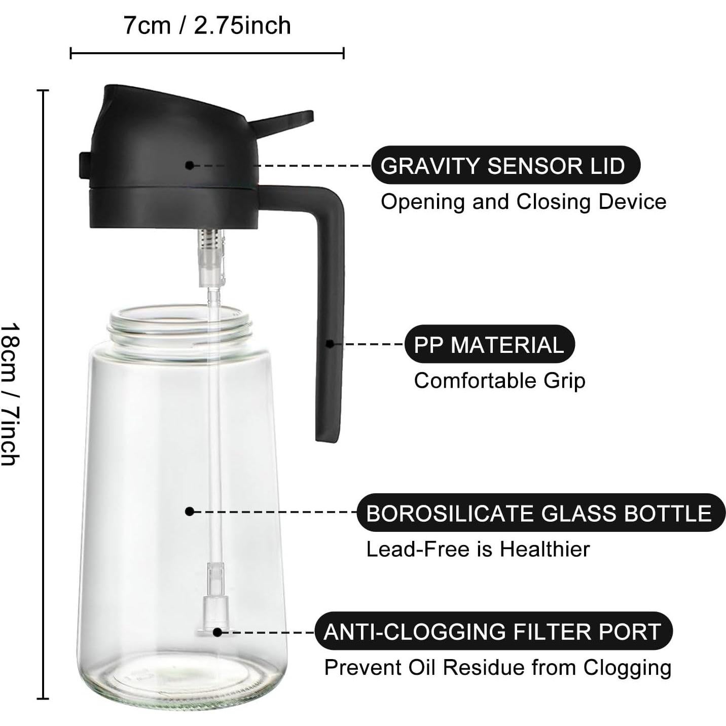Dispensador de Aceite 2 en 1 WPWWPW 470 ml con Boquilla Fina