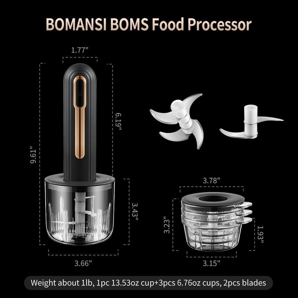 Procesador de Alimentos Eléctrico BOMANSI BOMS 4 Tazas USB Negro