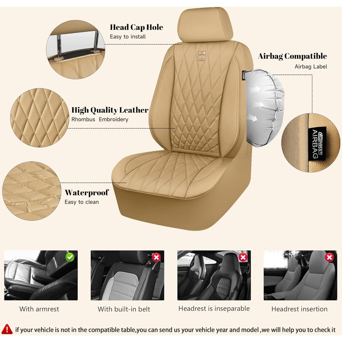 Funda de Asiento de Coche CAR PASS Beige PU Impermeable