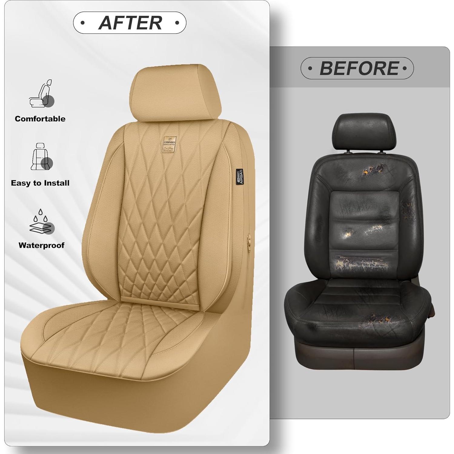 Funda de Asiento de Coche CAR PASS Beige PU Impermeable
