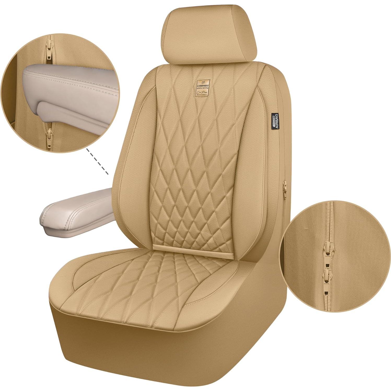 Funda de Asiento de Coche CAR PASS Beige PU Impermeable