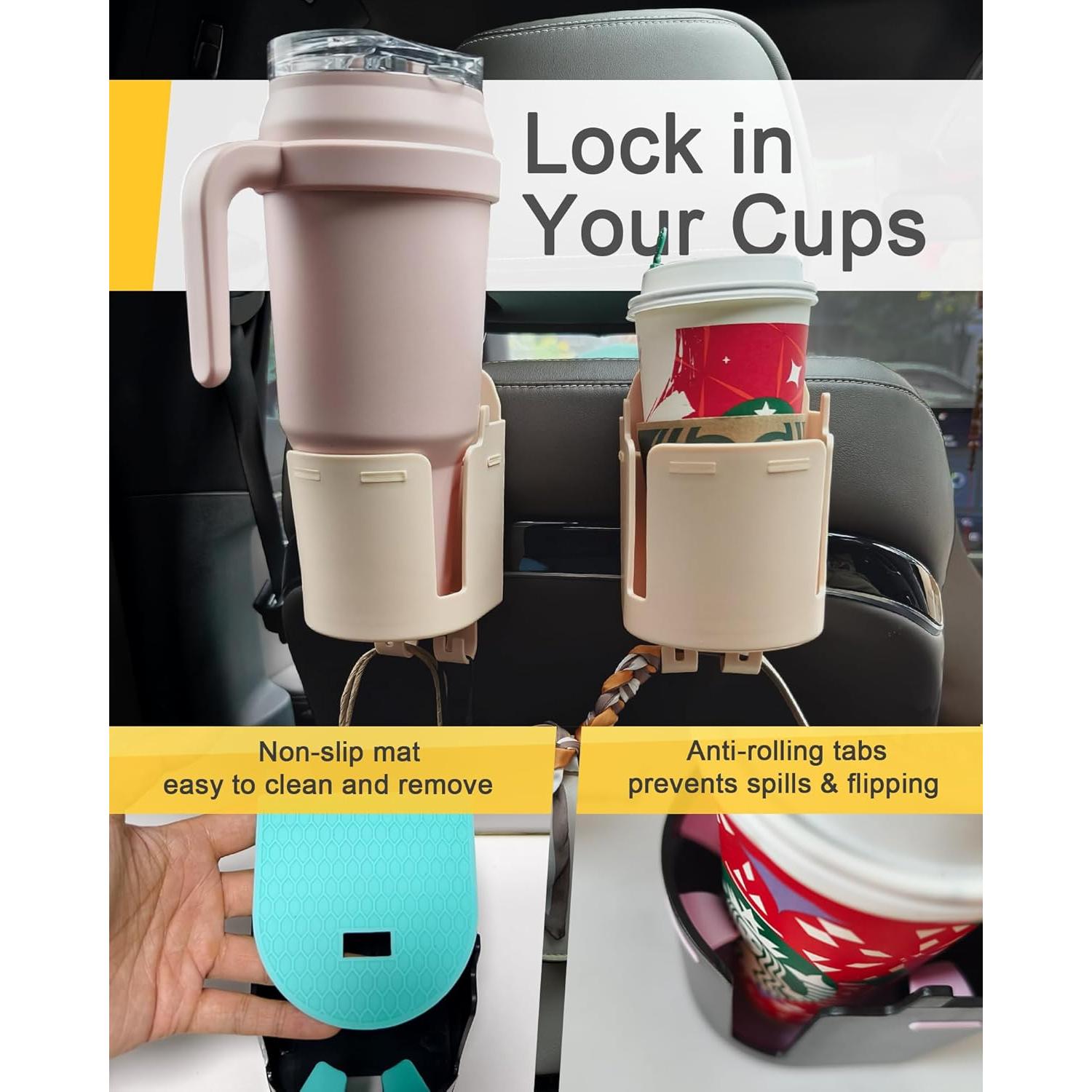 Soporte para Taza de Reposacabezas TRIZEPSSEIL 2PCS Negro