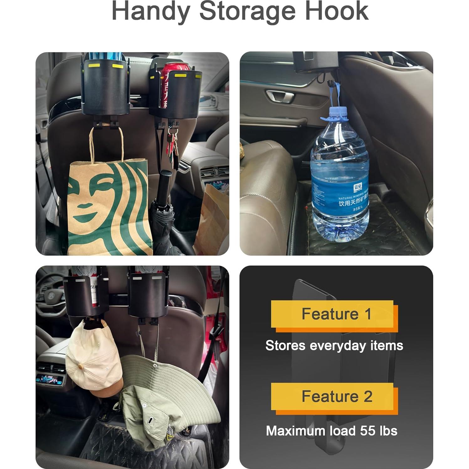 Soporte para Taza de Reposacabezas TRIZEPSSEIL 2PCS Negro