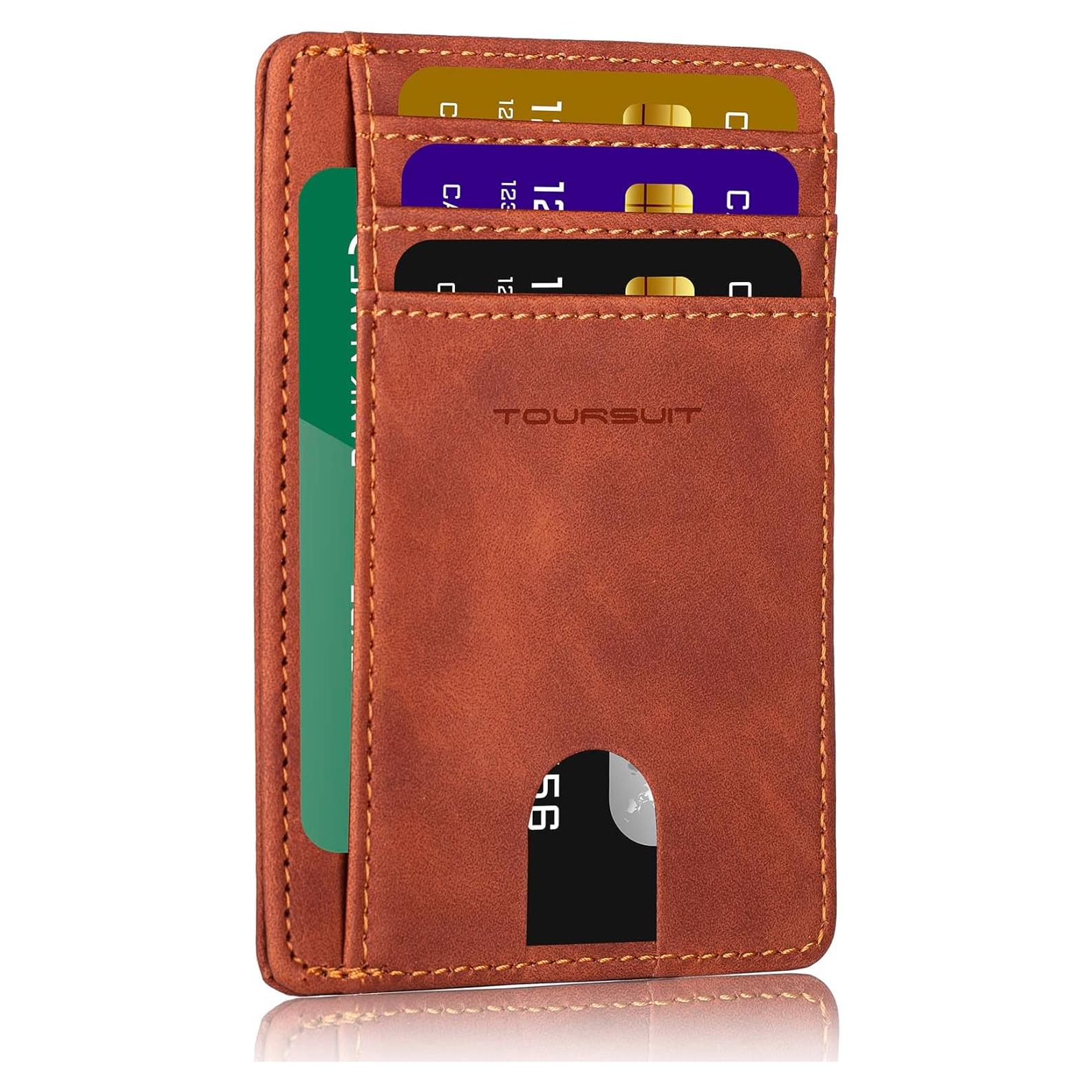 Cartera Minimalista Slim TOURSUIT con Bloqueo RFID Marrón