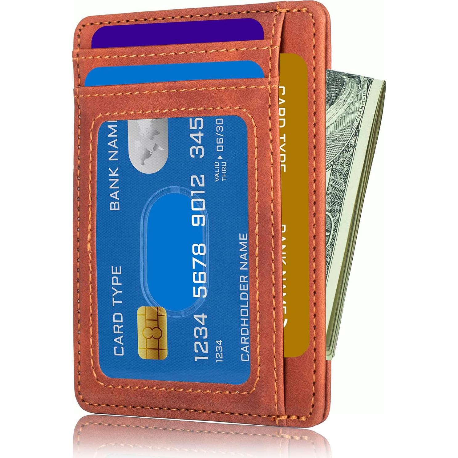 Cartera Minimalista Slim TOURSUIT con Bloqueo RFID Marrón