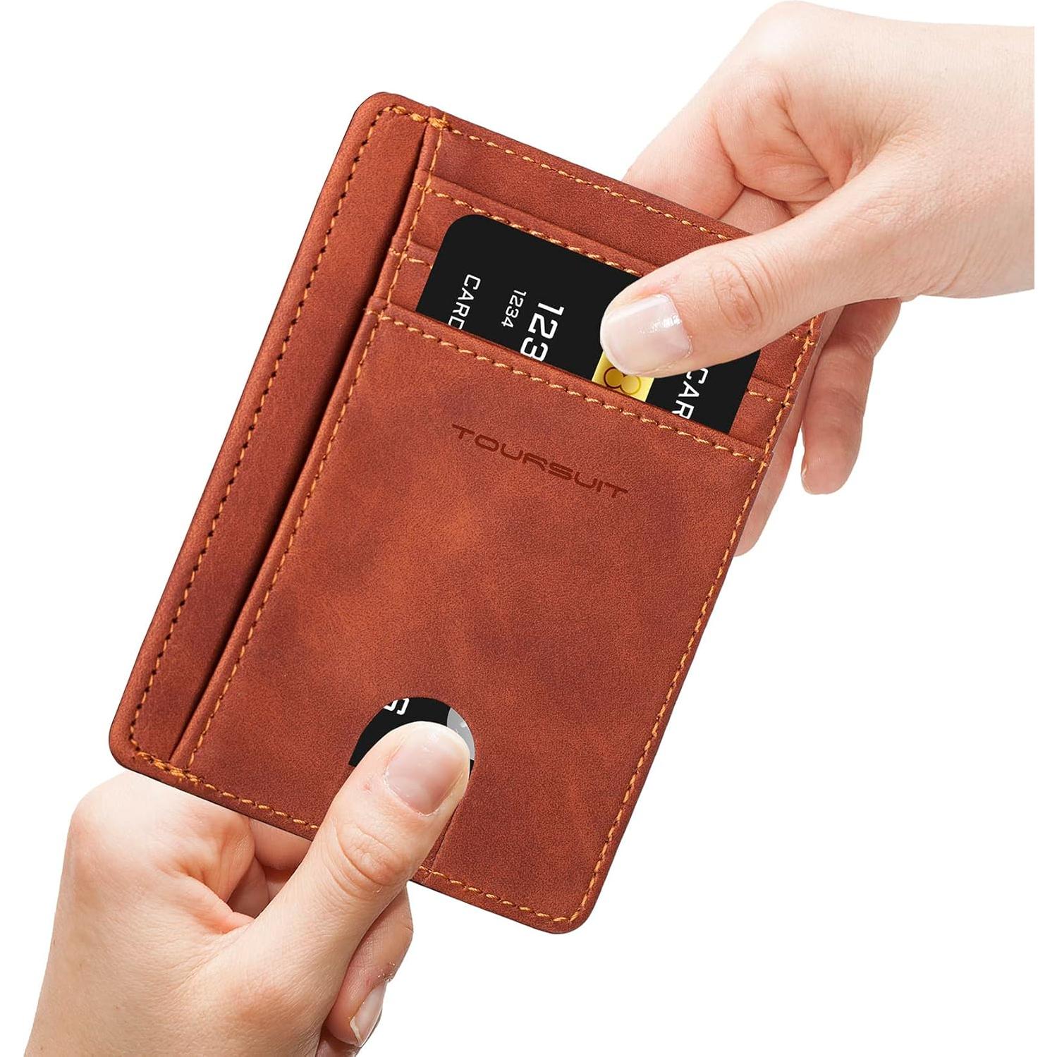 Cartera Minimalista Slim TOURSUIT con Bloqueo RFID Marrón