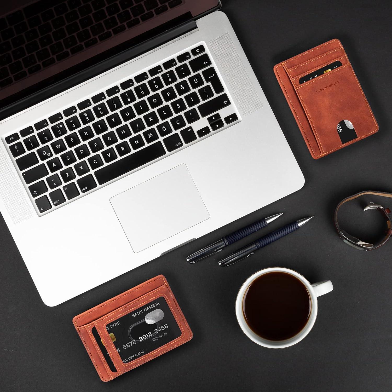 Cartera Minimalista Slim TOURSUIT con Bloqueo RFID Marrón