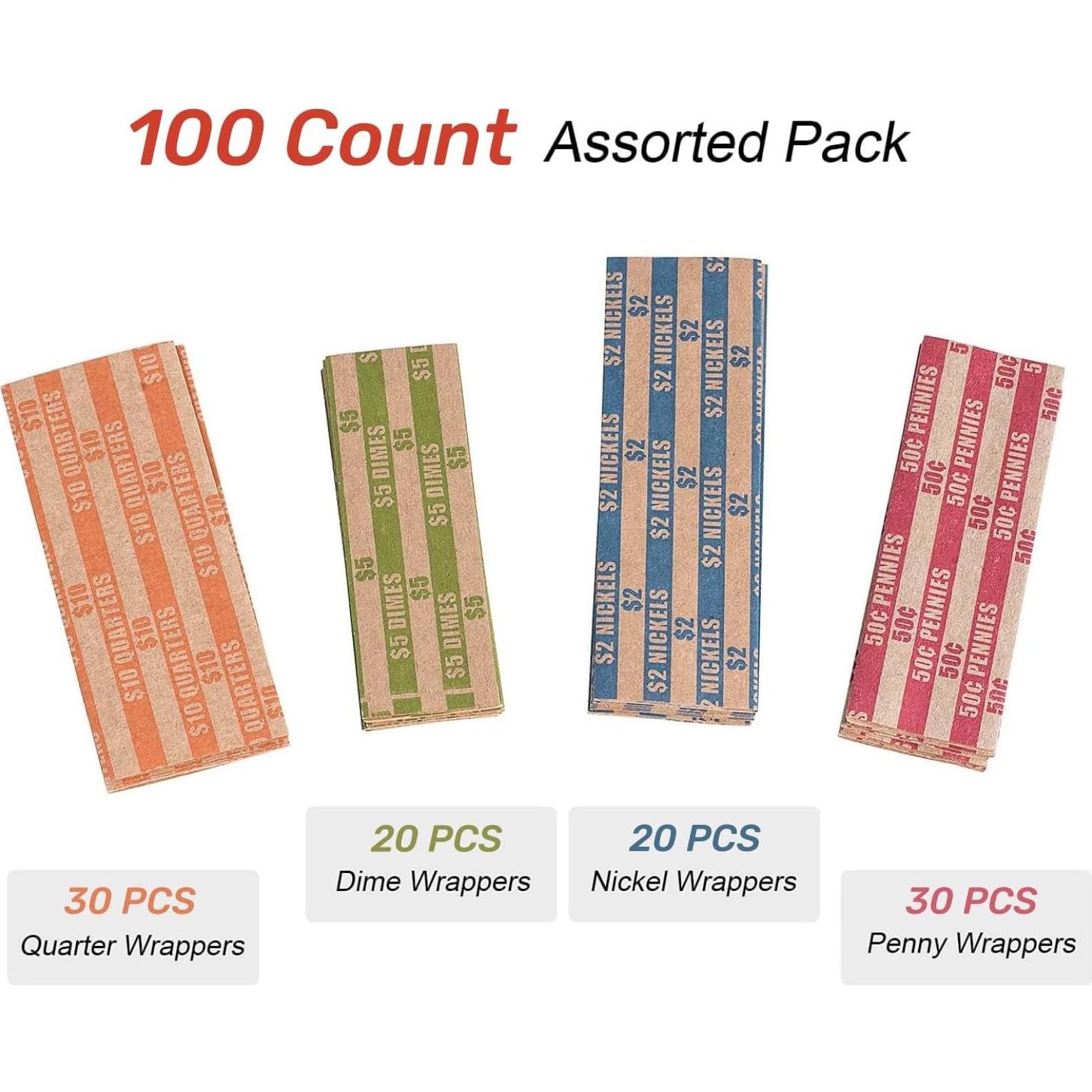 Envolturas de Monedas Sumerfnt 100 Variadas de Papel Kraft