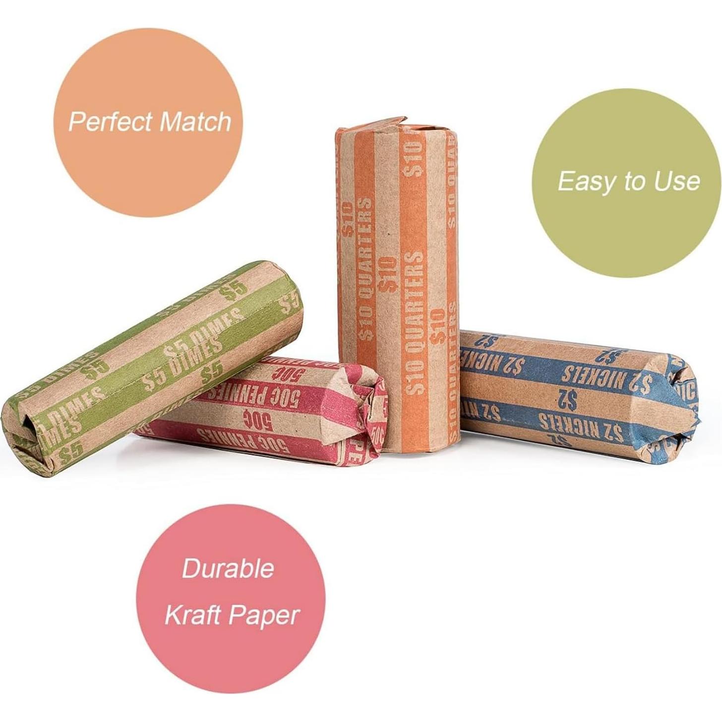 Envolturas de Monedas Sumerfnt 100 Variadas de Papel Kraft