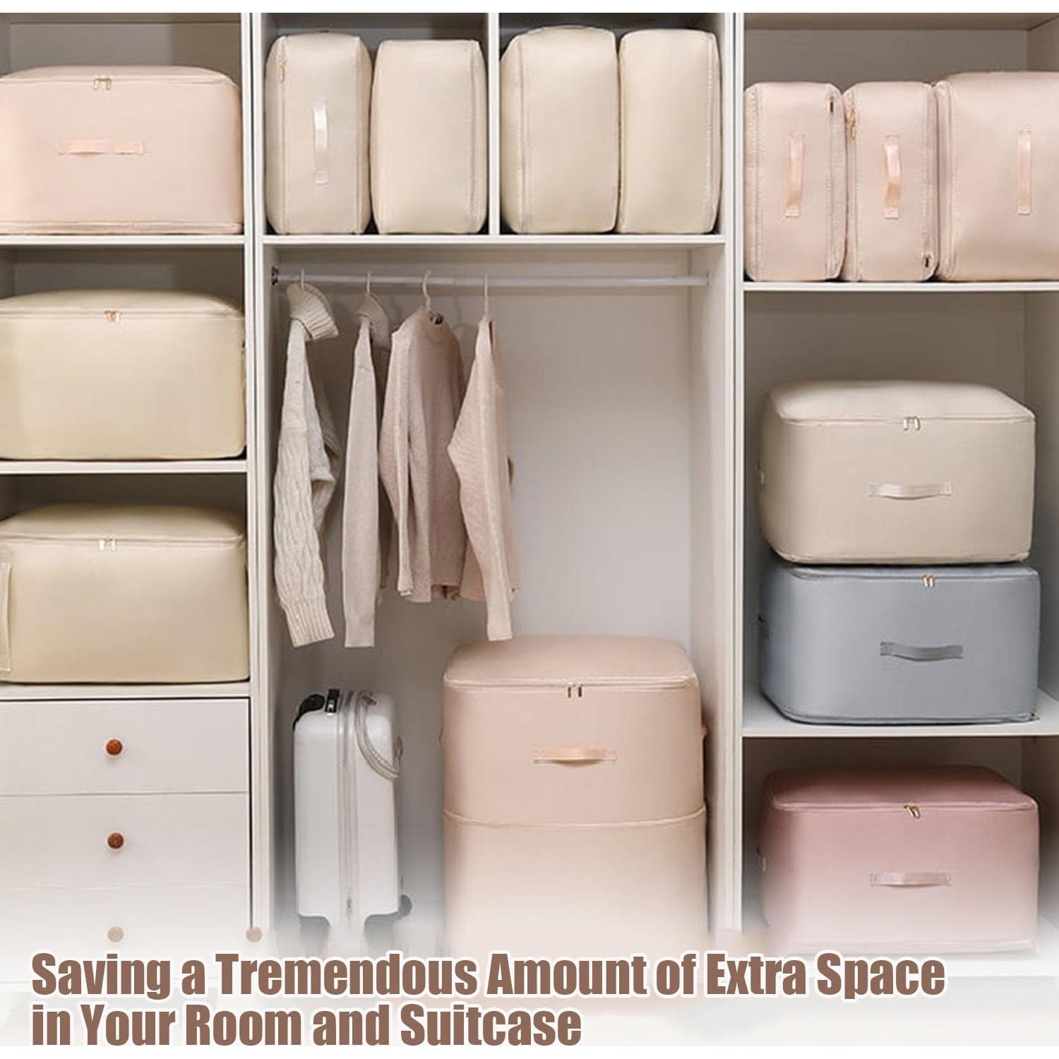 Organizador de Compresión Hoiuter Extra Grande Beige 54x42x60cm