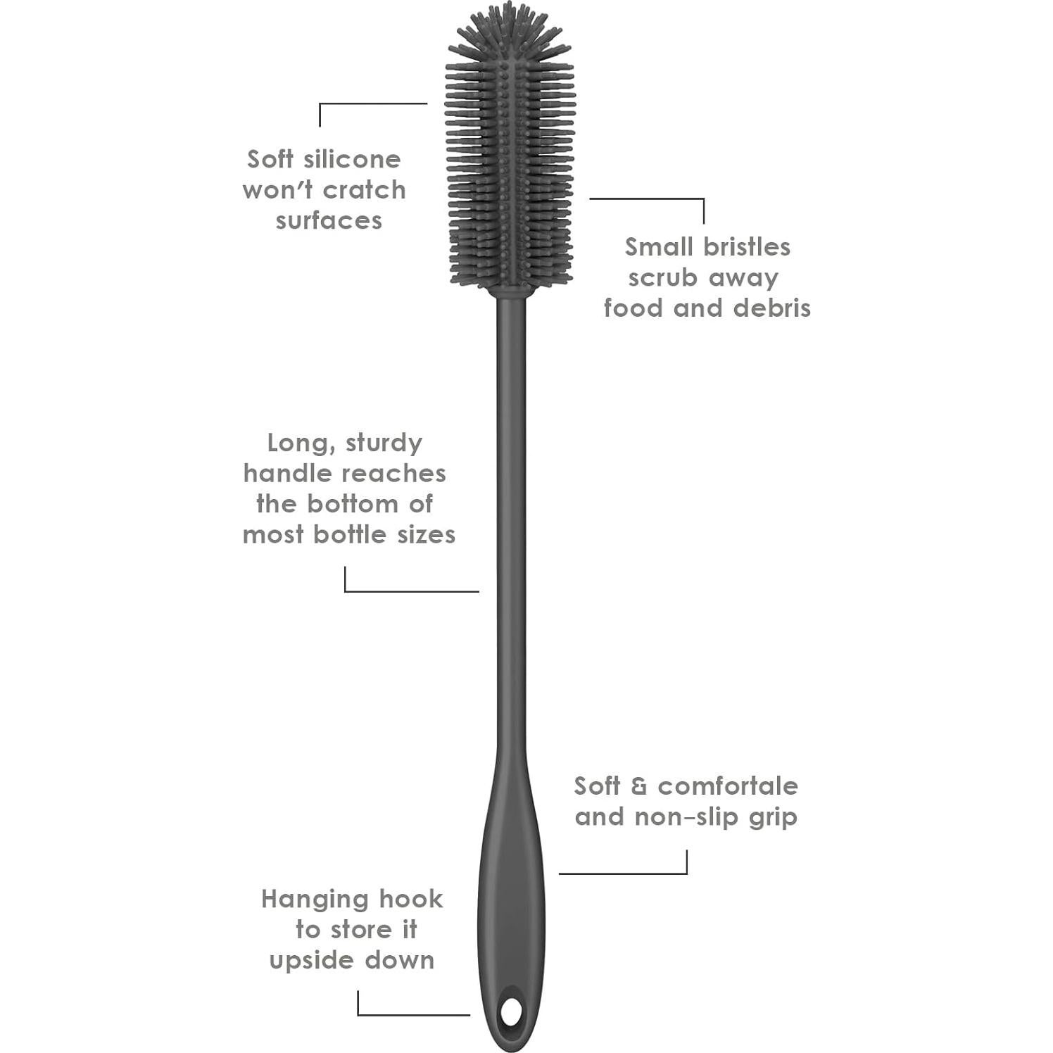 Cepillo de Silicona Purtribe para Botellas Estrechas 35.56 cm