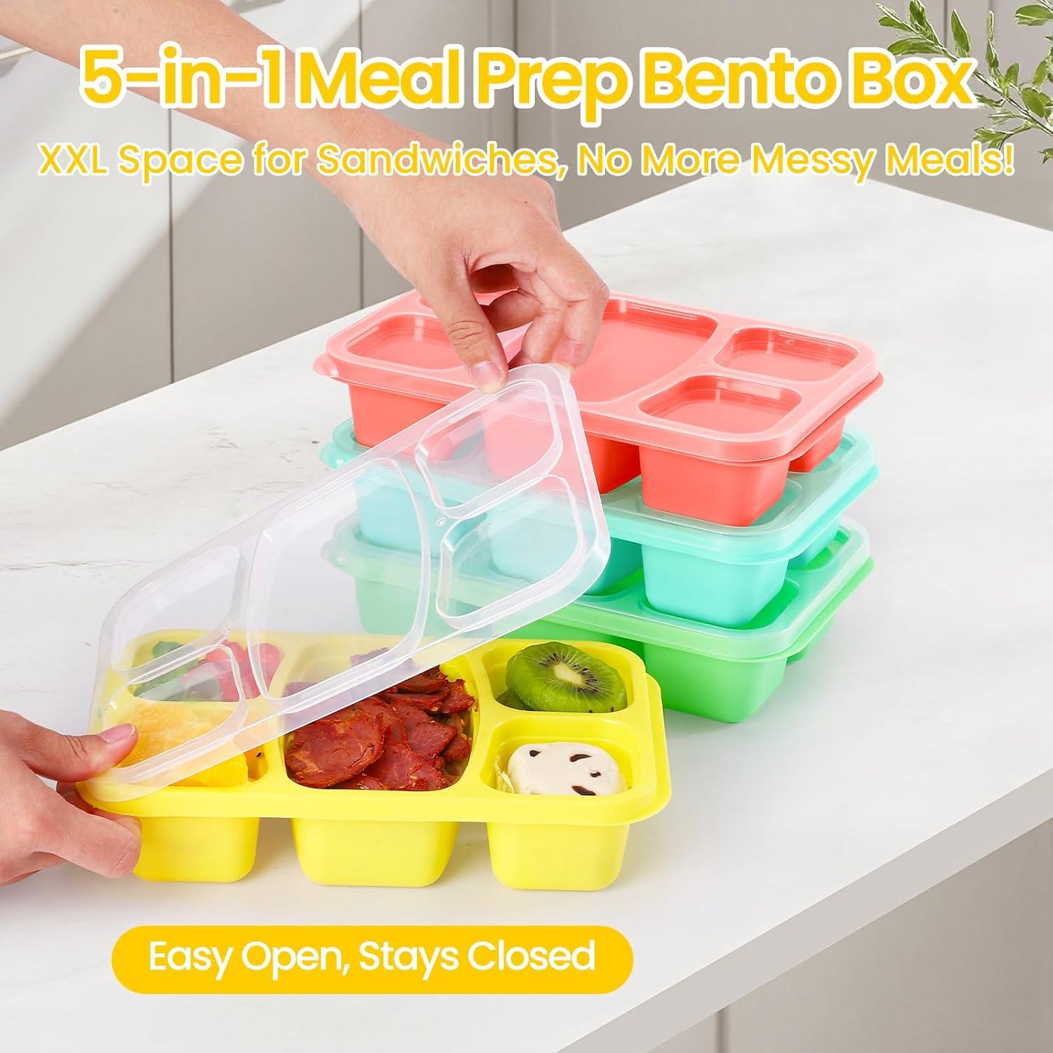 Cajas Bento IVEETTY 4 Pack 5 Compartimentos Reutilizables