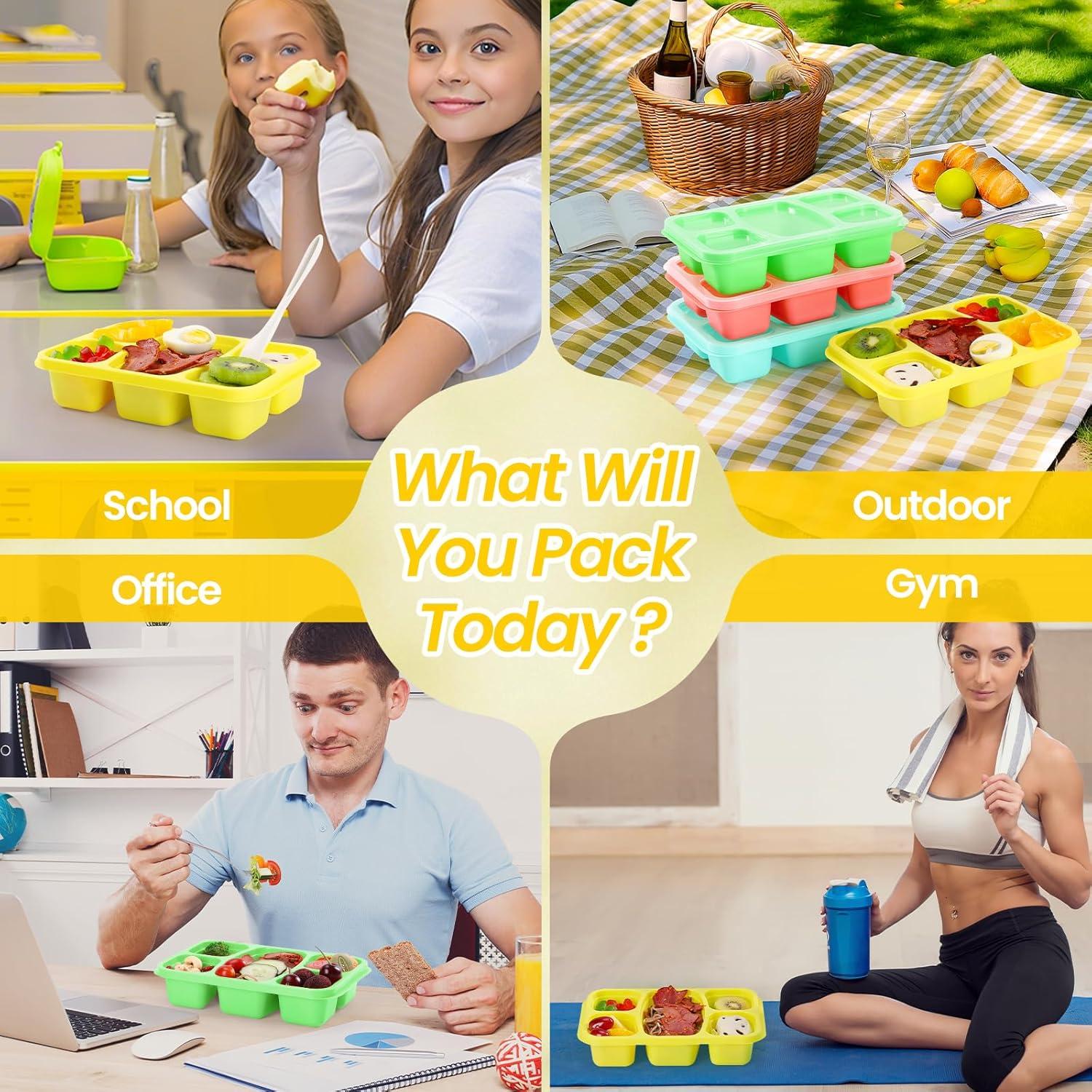 Cajas Bento IVEETTY 4 Pack 5 Compartimentos Reutilizables