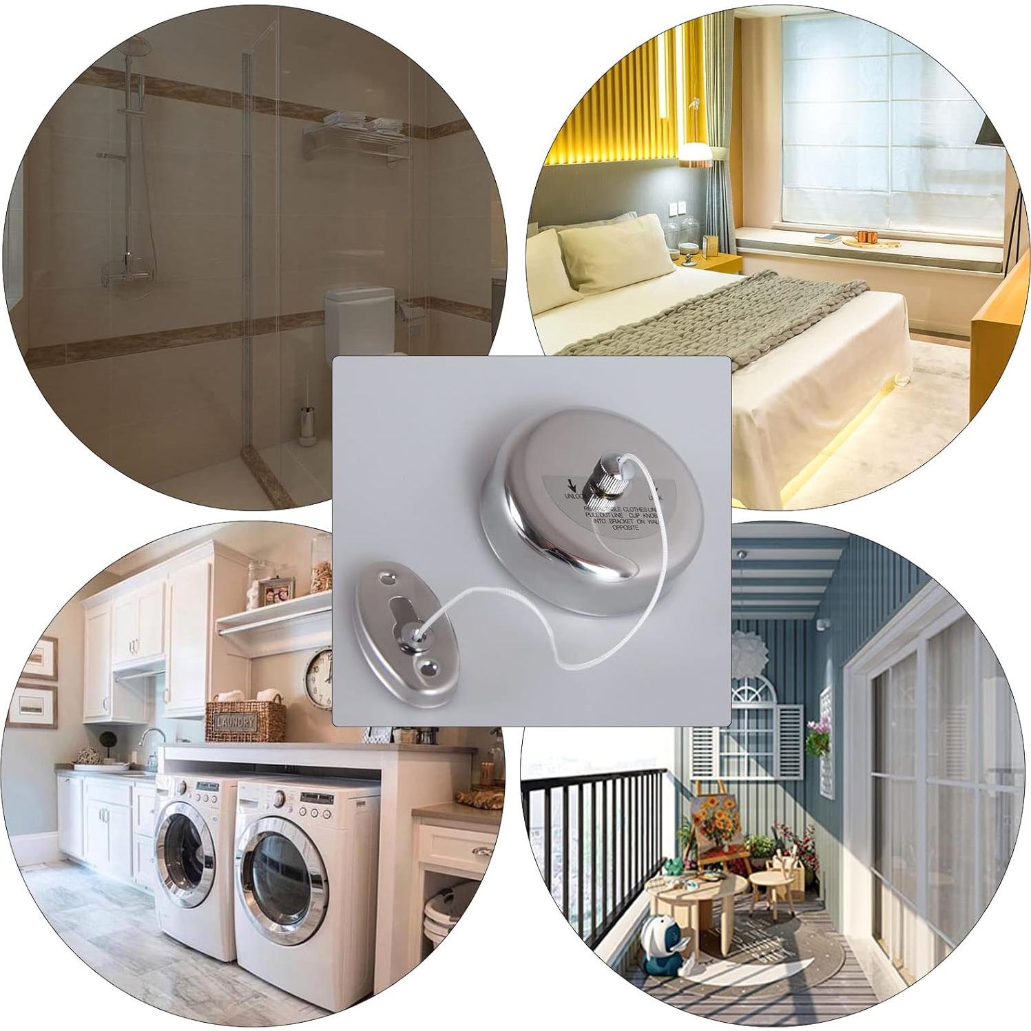 Cuerda de Ropa Retráctil JHHSYU 2.8m Acero Inoxidable Resistente