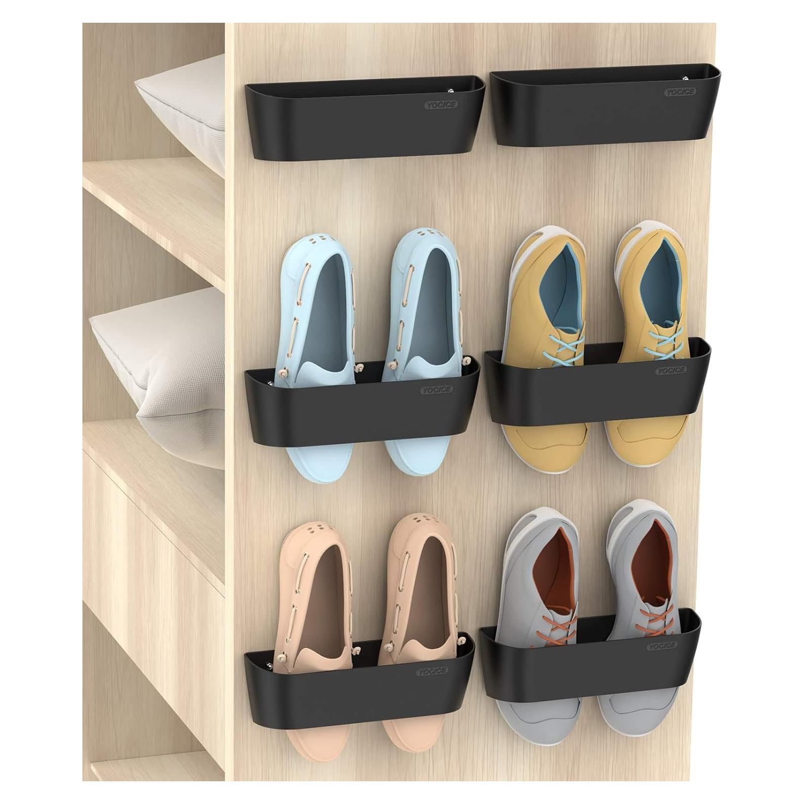 Estante para Zapatos Yocice 6 Piezas Montado en Pared Negro