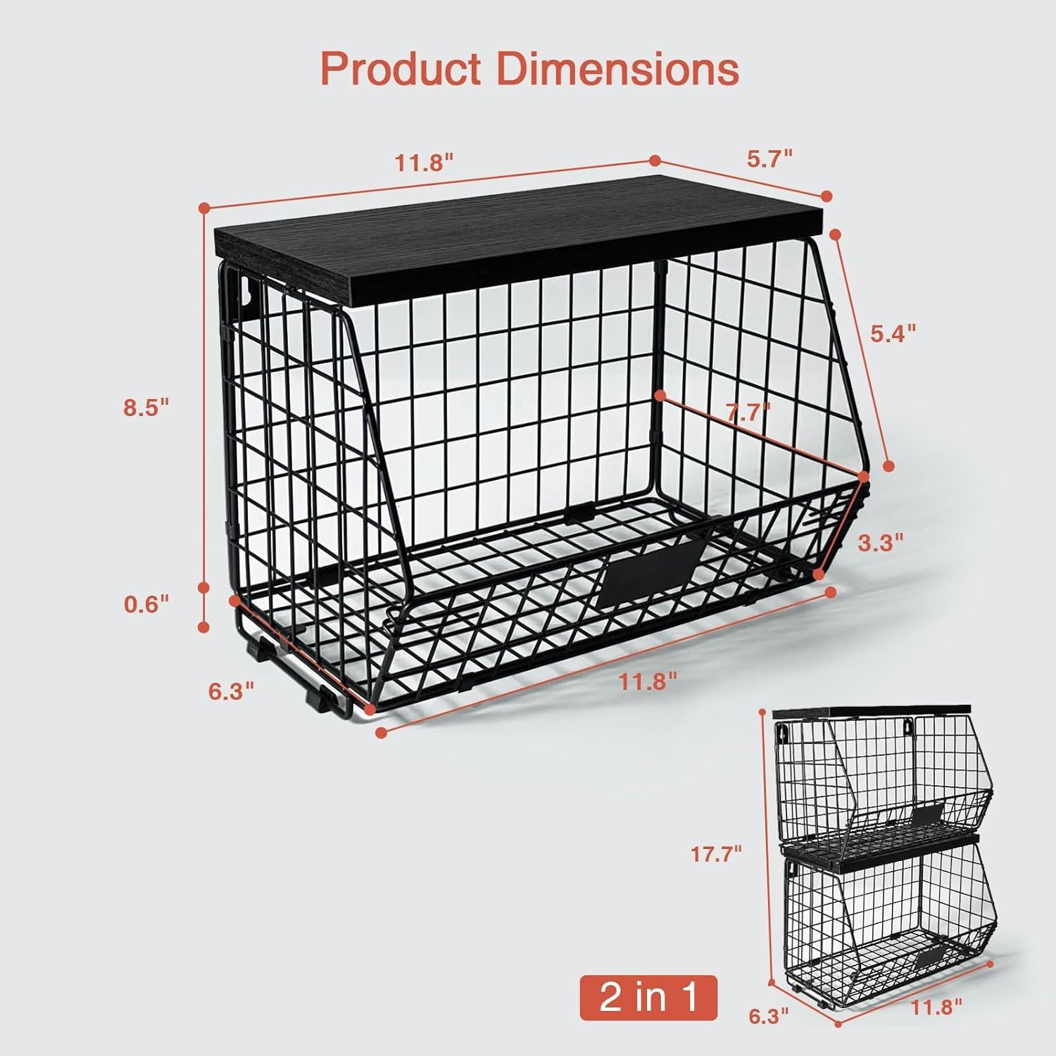 Juego de 2 cestas de almacenamiento colgantes Goozii 30x19.5x23cm