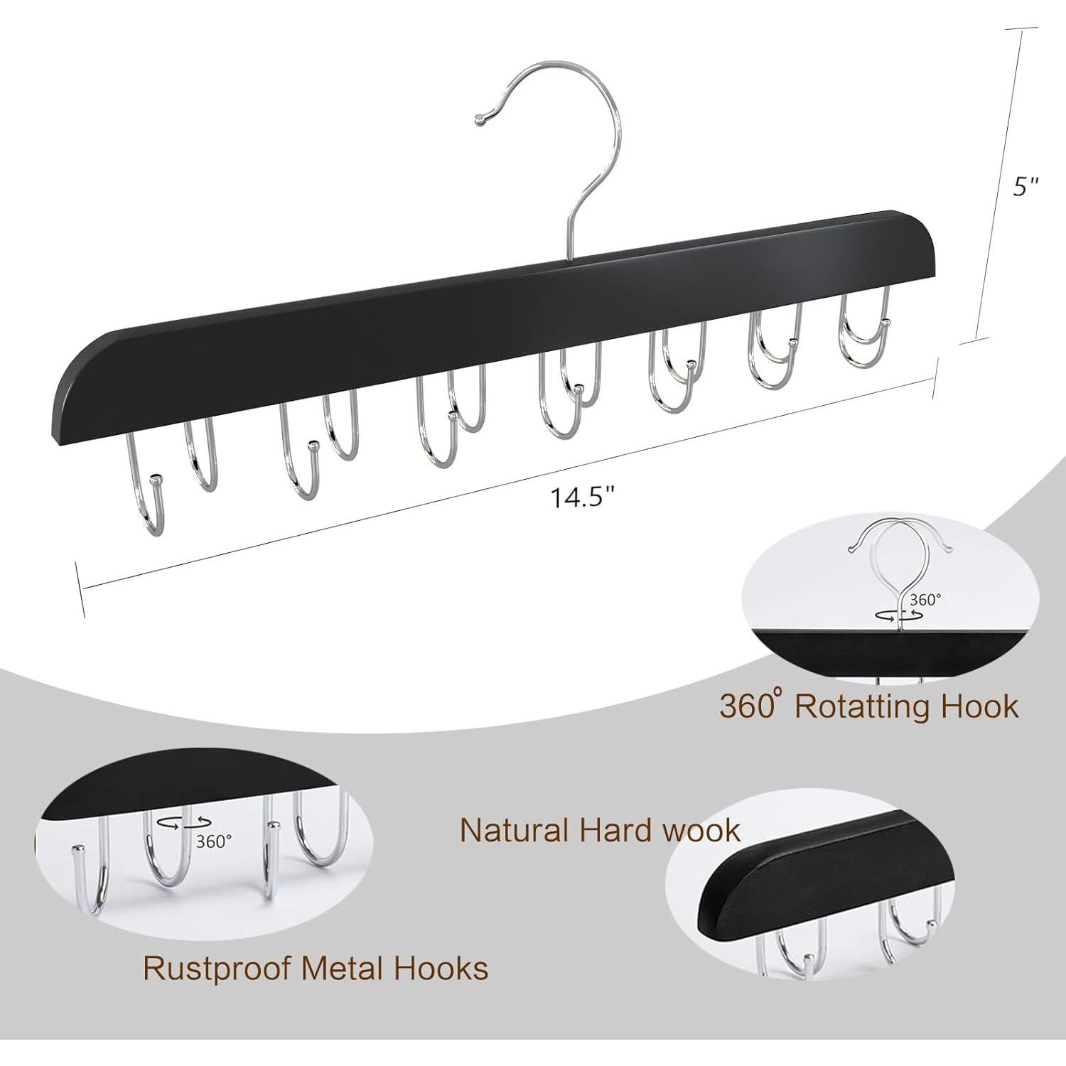 Organizador de Cinturones KERELEIME con 14 Ganchos Negro