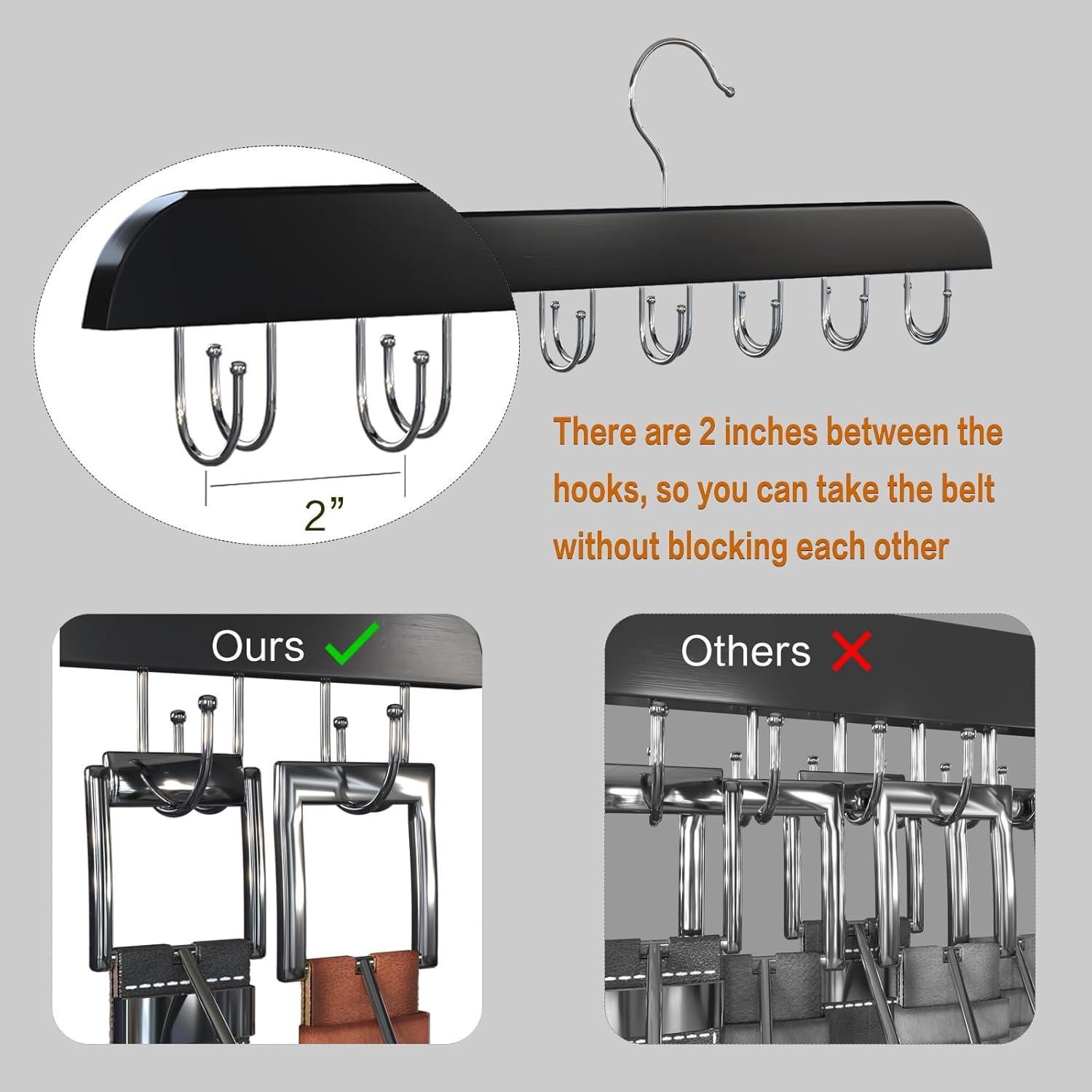 Organizador de Cinturones KERELEIME con 14 Ganchos Negro