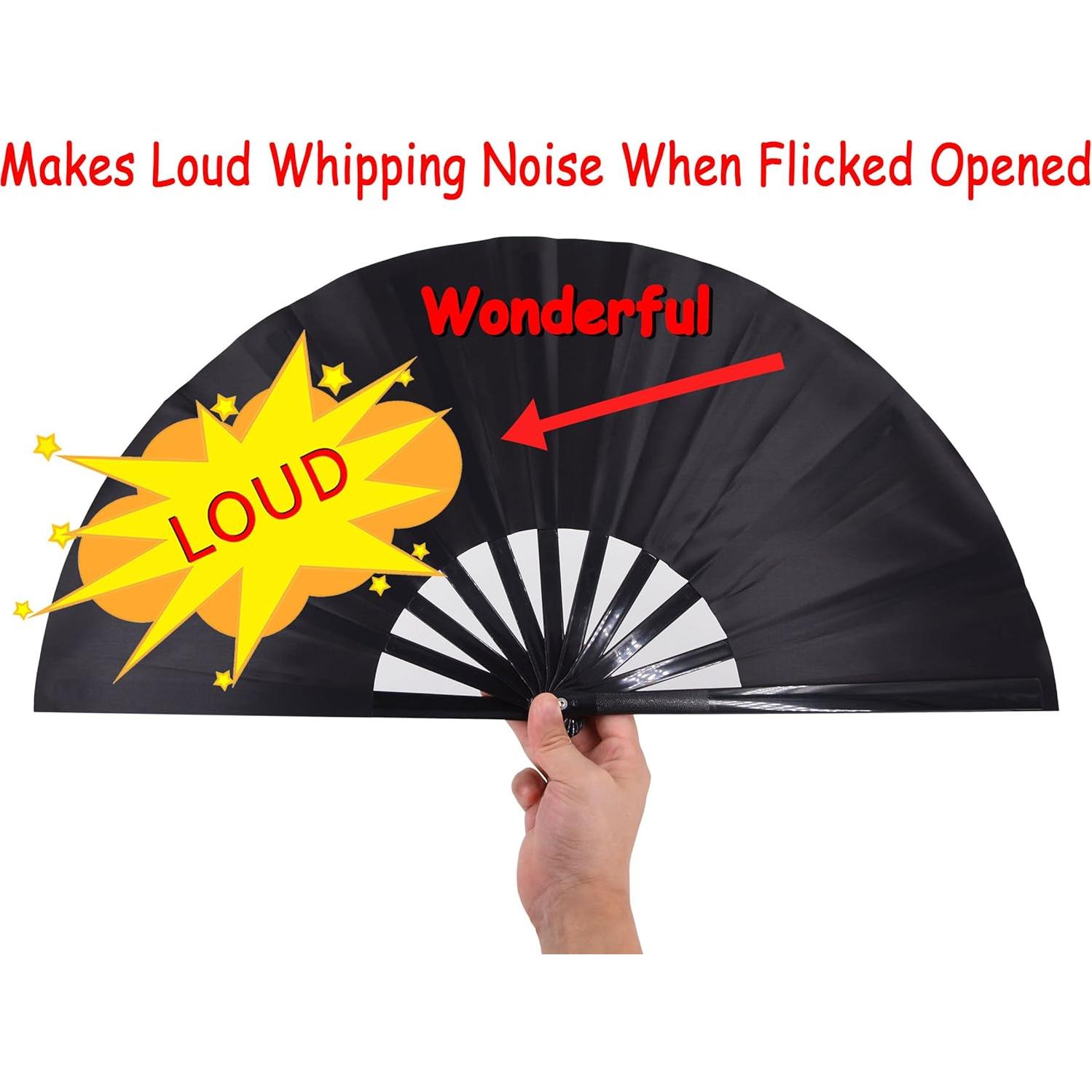 Abanico Plegable Amajiji de Nylon Negro 35cm para Danzas y Decoración