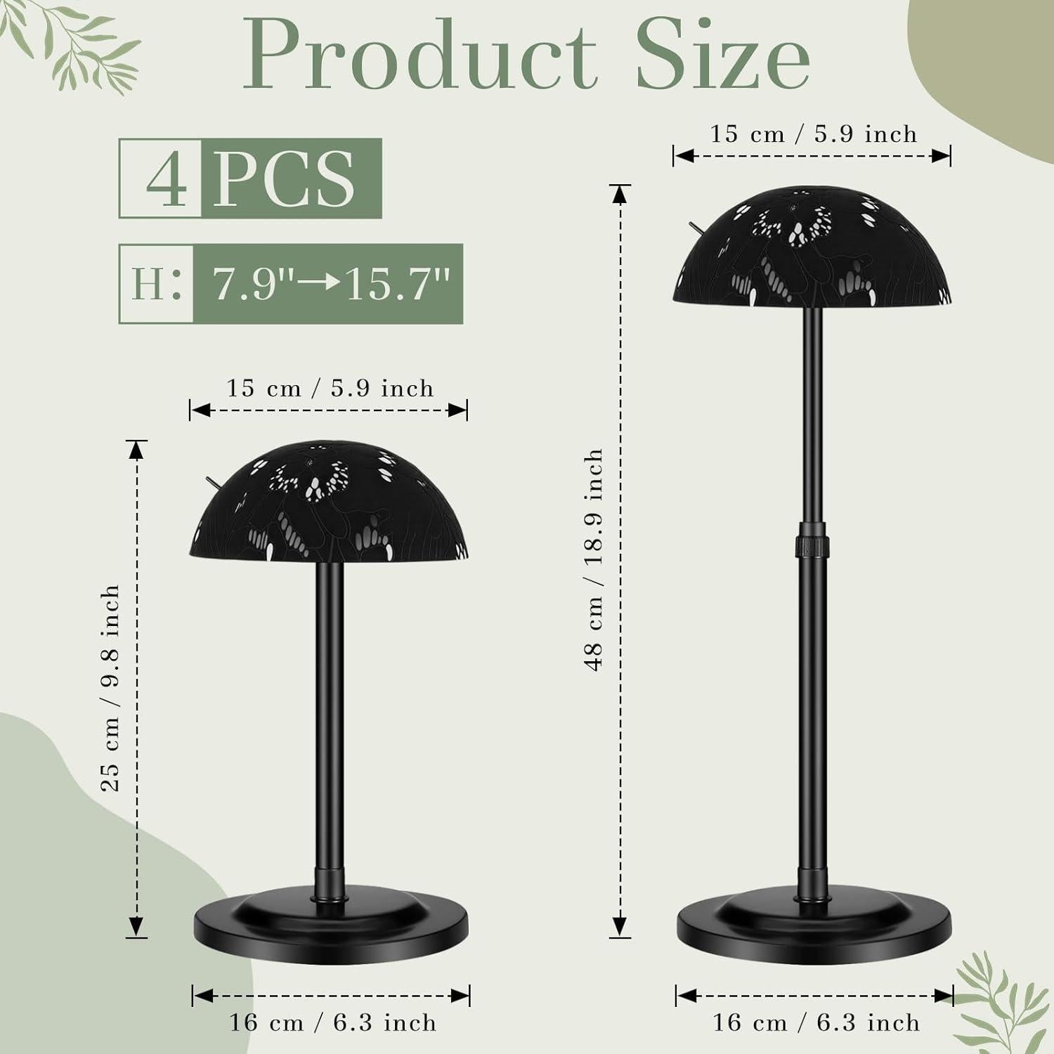 Soporte para Pelucas Geelin 4 Piezas Altura Ajustable Negro