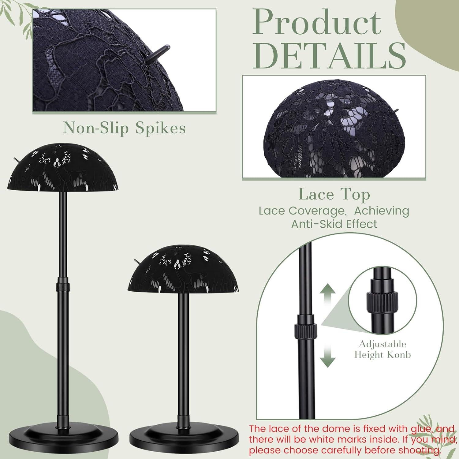 Soporte para Pelucas Geelin 4 Piezas Altura Ajustable Negro